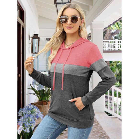 Women's Long Sleeve Hoodie Pullover Casual Tops Lightweight Fall Fashion - Picture 5 of 7